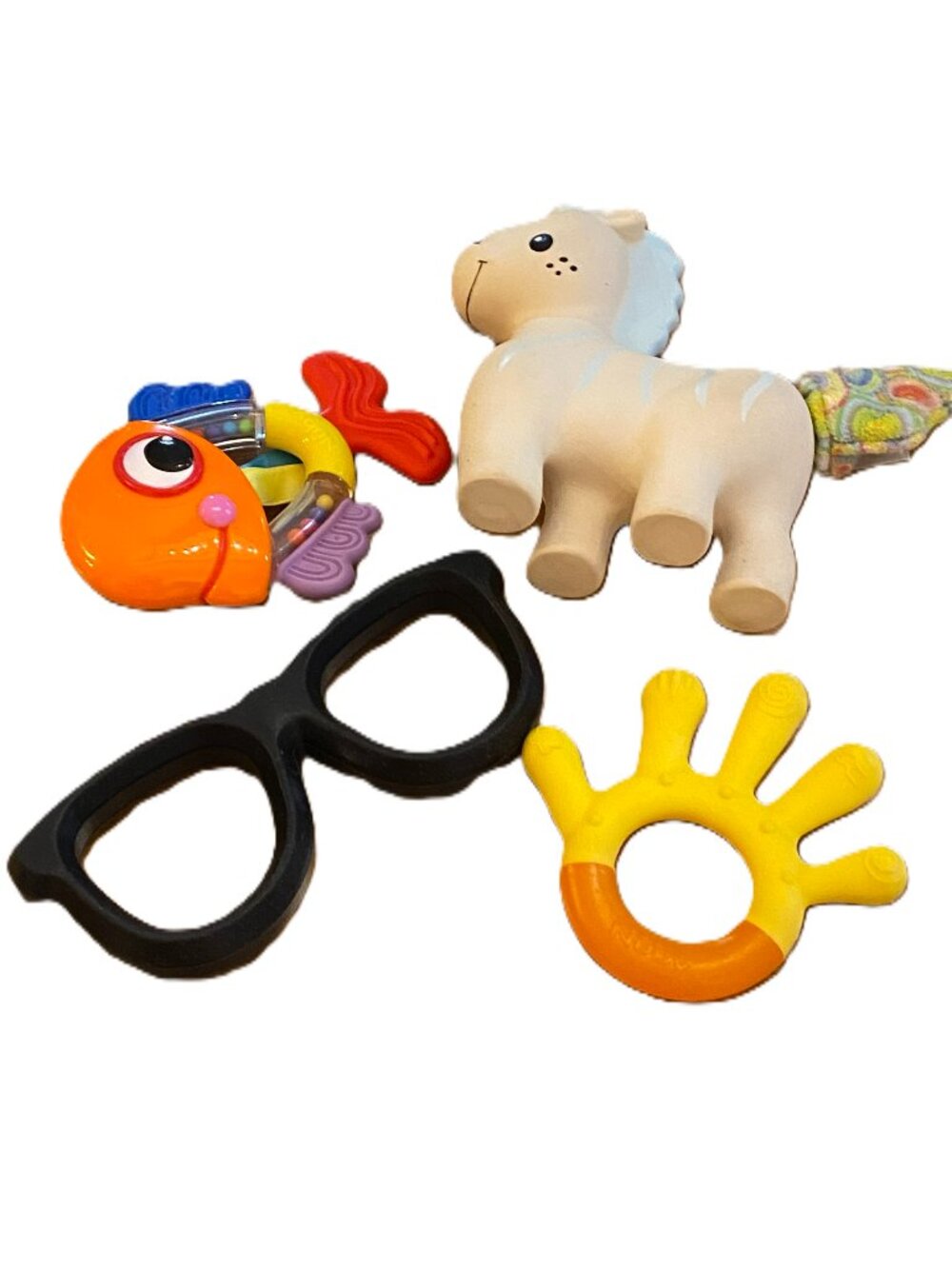Bundle (4) of baby teether toys, Infantino/Itzy Ritzy/Nuby